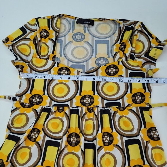 Hypnotik Dress Womens M Short Sleeve Scoop Neck Stretch Retro Print 70s 80s 90s - Picture 7 of 11